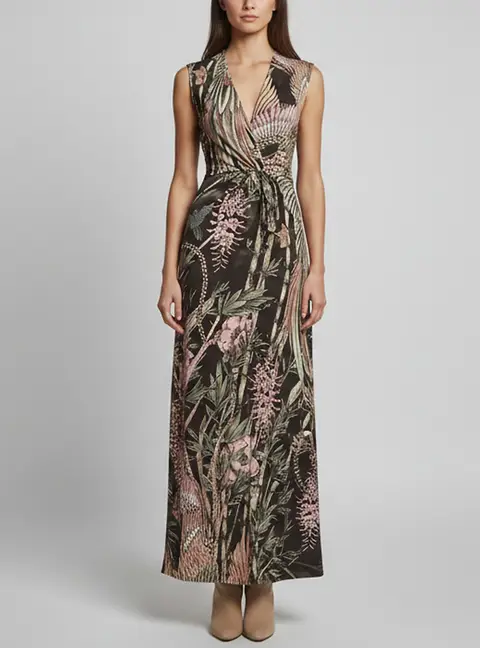 Just Cavalli Multicolor Printed Knit V-Neck Maxi Dress M