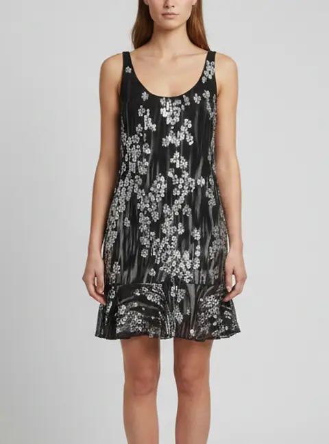 Just Cavalli Black Crepe Embellished Ruffle Hem Mini Dress S