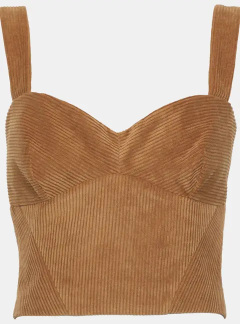 Just Cavalli Brown Corduroy Crop Top S