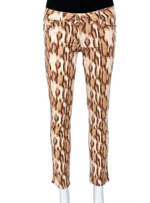 Just Cavalli Beige Animal Printed Denim Jeans M
