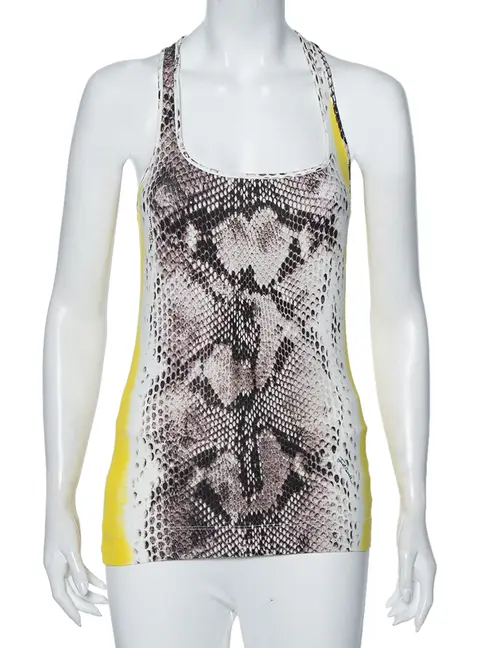 Just Cavalli Multicolor Snake Print Cotton Tank Top S