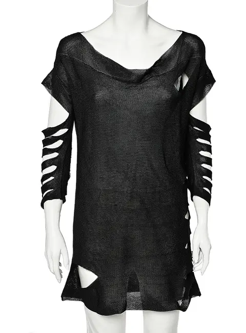 Just Cavalli Black Knit Cutout Detail Tunic L