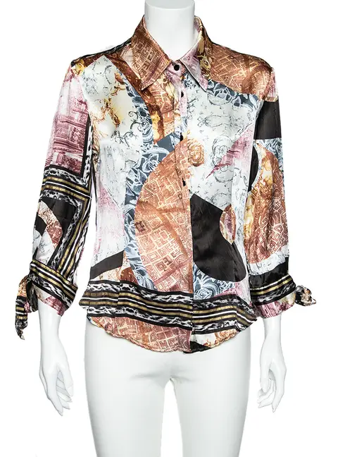 Just Cavalli Multicolor Silk Button Front Shirt M