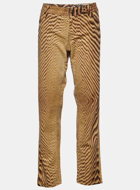 Just Cavalli Beige Animal Print Cotton Straight Fit Jeans XL Waist 38"