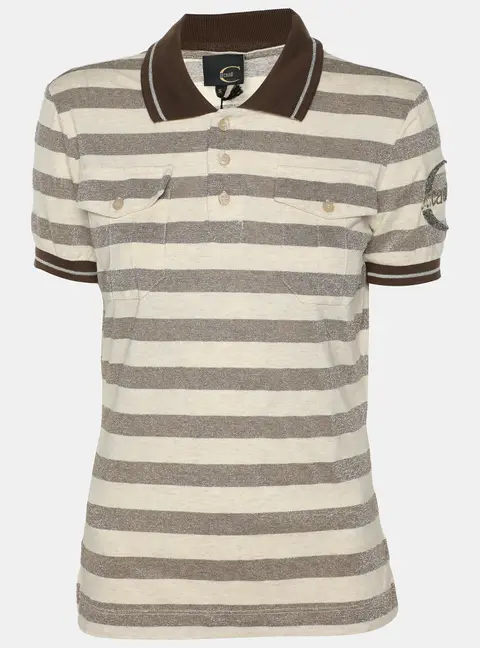Just Cavalli Brown/Cream Striped Viscose Blend T-Shirt S