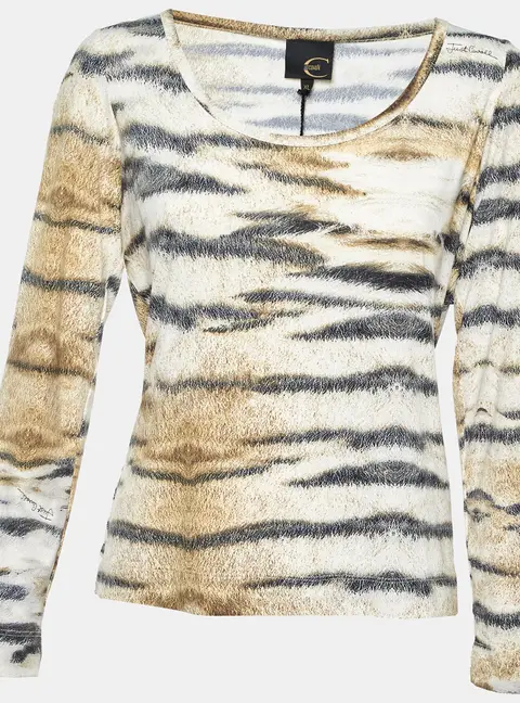 Just Cavalli Beige Printed Jersey Long Sleeve T-Shirt XL