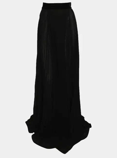 Just Cavalli Black Crepe and Chiffon Pleated Maxi Skirt M