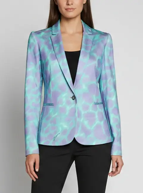 Just Cavalli Purple/Green Animal Print Jersey Single Breasted Blazer S