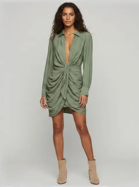 Jacquemus Green Crepe Draped Bahia Mini Dress S