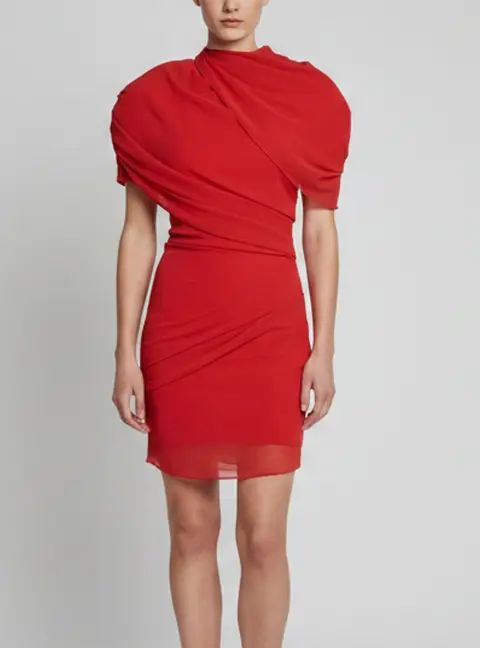 Jacquemus Red Crepe Draped La Robe Castagna Mini Dress S