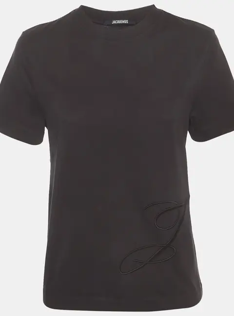 Jacquemus Black Logo Embroidered Jersey Crewneck T-Shirt M