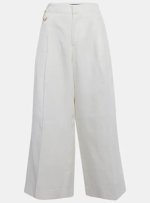 Jacquemus Off-White Linen Wide-Leg Cropped Pants L