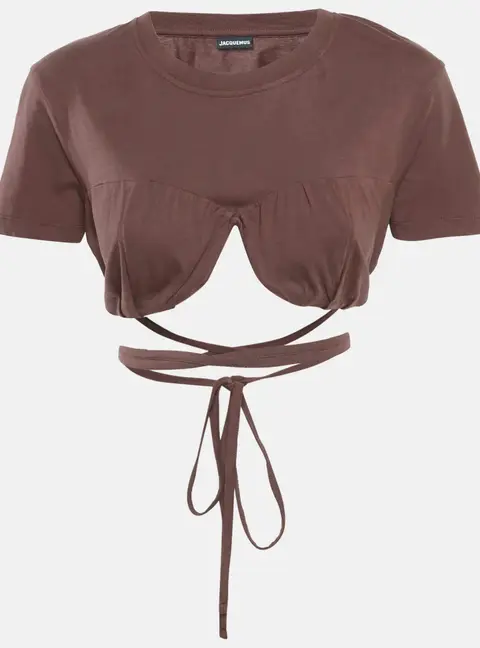 Jacquemus Brown Jersey Le Baci Crop Top M