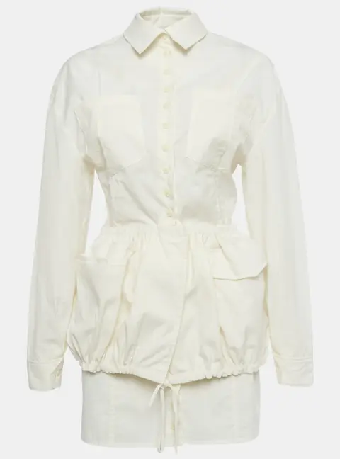 Jacquemus Ivory Crepe Layered  Le Coup de Soleil Mini Dress M