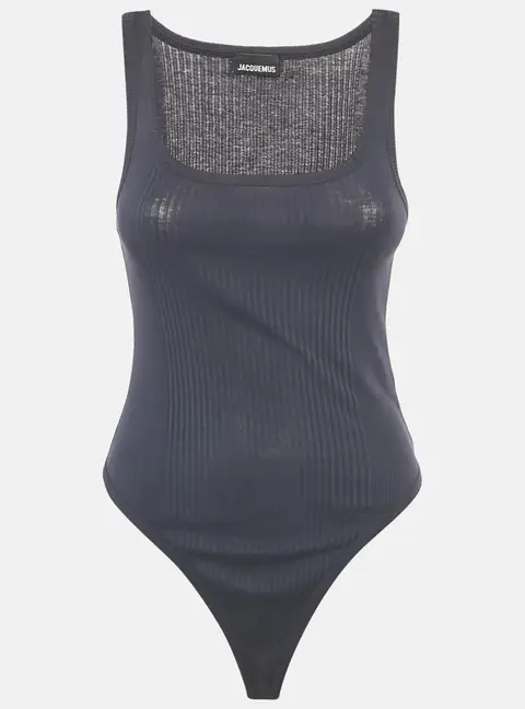 Jacquemus Navy Blue Cotton Rib Knit Le Caraco Bodysuit L