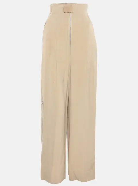 Jacquemus Beige Silk Blend High Rise Le Papier Trousers S