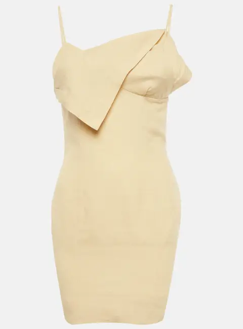 Jacquemus Lamour Cream Linen Backless Mini Dress S