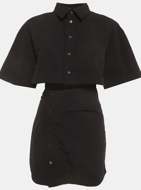 Jacquemus Black Crepe Twisted Shirt Dress S
