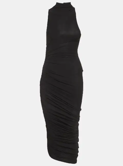 Jacquemus Black Jersey Ruched La Robe Piazza Midi Dress XS