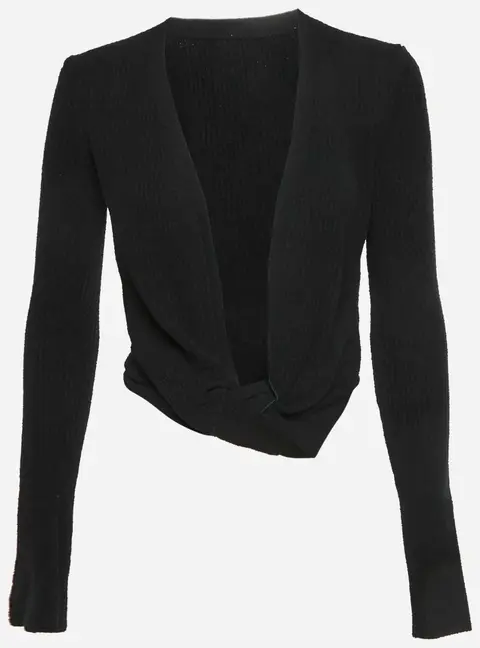 Jacquemus Black Rib Knit Twisted Cardigan S