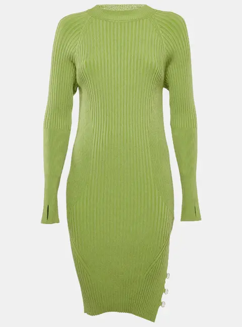 Jacquemus Green Rib Knit La Robe Pigolo Mini Dress L