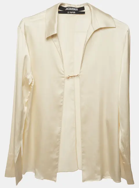 Jacquemus Cream Satin La Chemise Notte Blouse XS