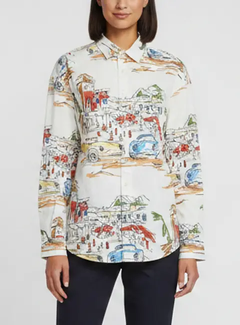 Jacquemus White Capri Cars Print Poplin La Chemise Simon Shirt M