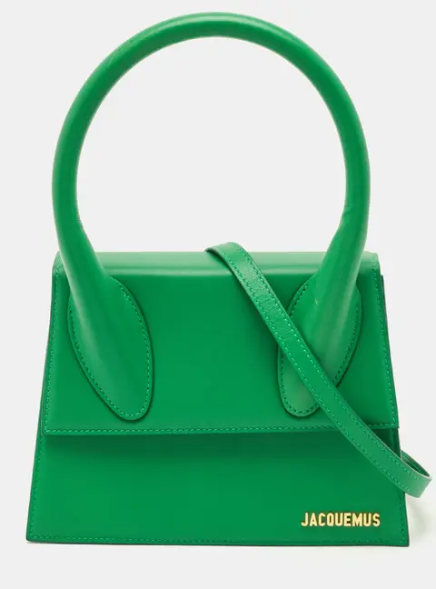 Jacquemus Grand Le Chiquito Green Leather Top Handle Bag