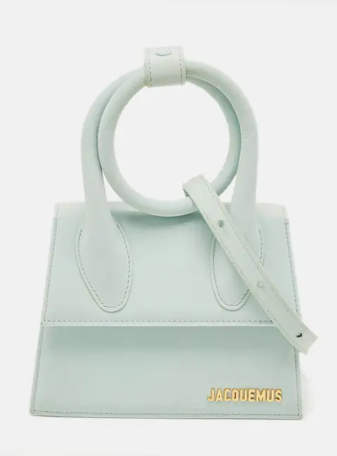 Jacquemus Le Chiquito Noeud Light Blue Nubuck Leather Top Handle Bag