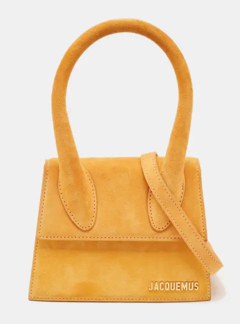 Jacquemus Le Chiquito Moyen Mustard Suede Top Handle Bag