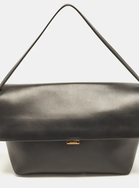 Jacquemus Le Grand Rond Carre Black Leather Shoulder Bag