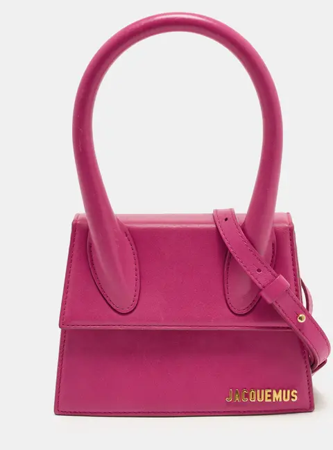 Jacquemus Le Chiquito Moyen Fuchsia Leather Top Handle Bag