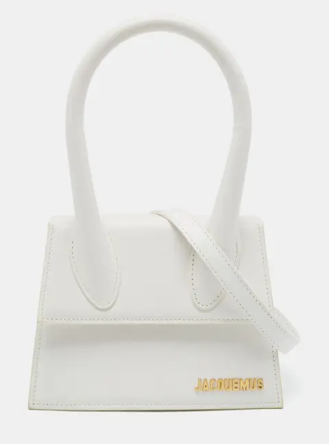 Jacquemus Le Chiquito Moyen White Leather Top Handle Bag