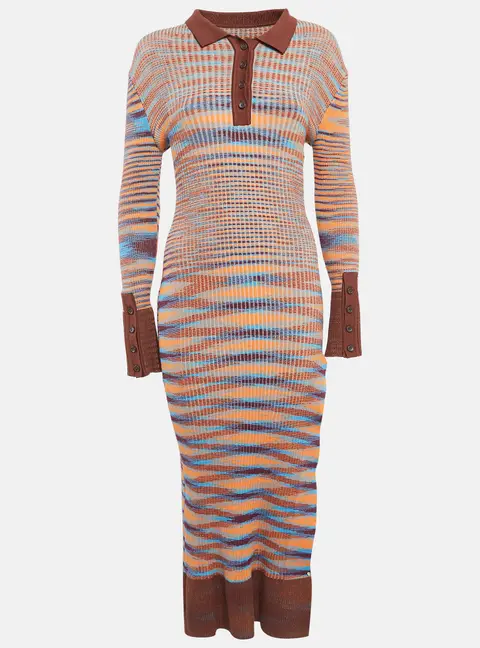Jacquemus Brown Rib Knit La Robe Zucca Midi Dress M