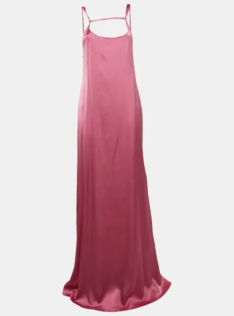 Jacquemus La Robe Stretch Satin Open-Back Mentalo Maxi Dress L