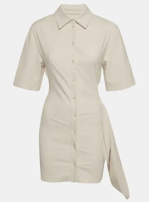 Jacquemus Cream Twill La Robe Camisa Mini Shirt Dress S