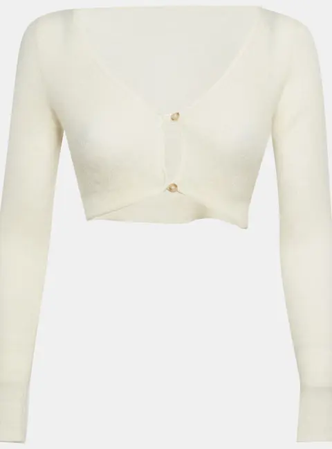 Jacquemus White Mohair & Wool Cropped Cardigan S