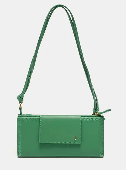 Jacquemus Le Pichoto Green Leather Strap Continental Wallet