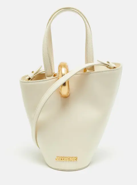 Jacquemus Bambola Le Petit Light Ivory Leather Tote