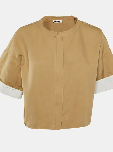 Jil Sander Beige Cotton Cropped Oversized Jacket M
