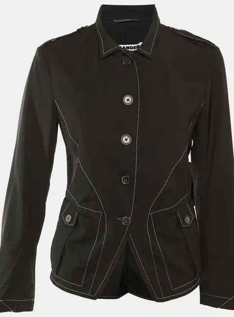 Jil Sander Black Cotton Button Front Lightweight Jacket S/M