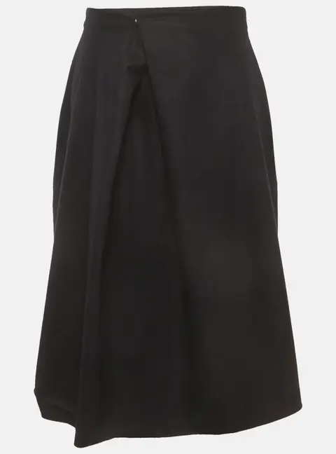 Jil Sander Black Wool Knit Pleated Knee Length Skirt S