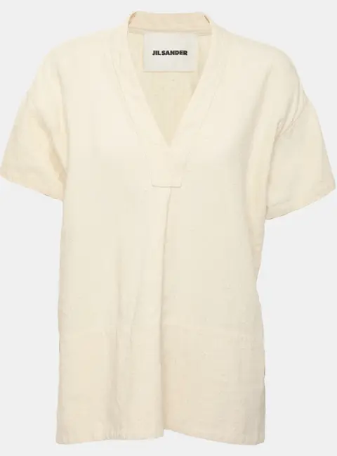 Jil Sander Light Beige Canvas Tunic Top S