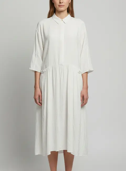 Jil Sander Off White Silk Blend Midi Dress M