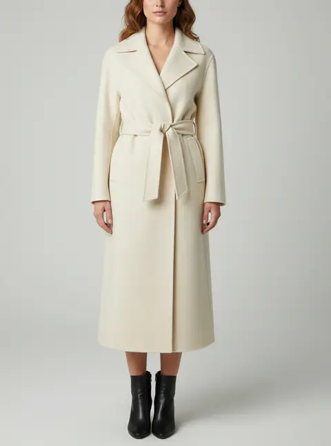 Jil Sander Beige Wool Felt Single Breasted Long Coat S