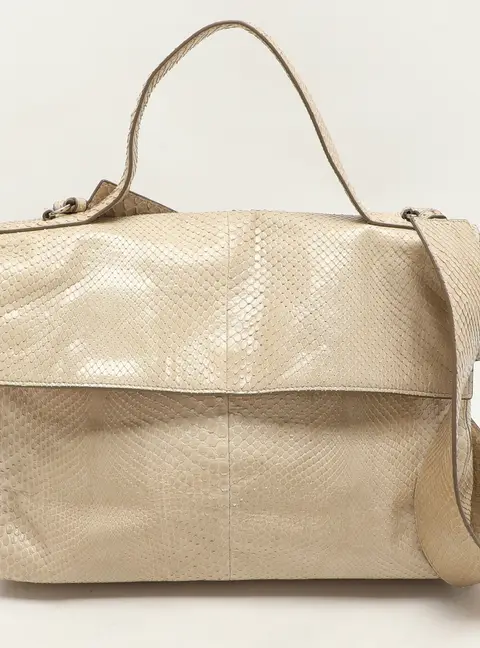 Jil Sander Beige Python Top Handle Bag