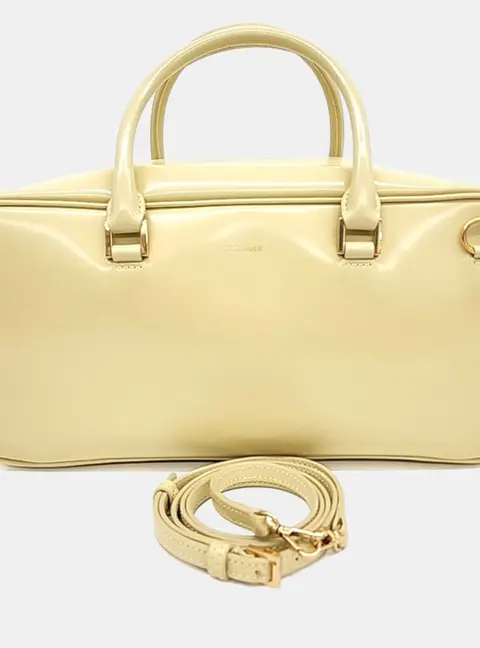 Jil Sander Yellow Leather J-VISION Square Tote and Crossbody Bag