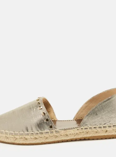 Jimmy Choo Dreya Size 36 Gold Lame Fabric Espadrille Flats
