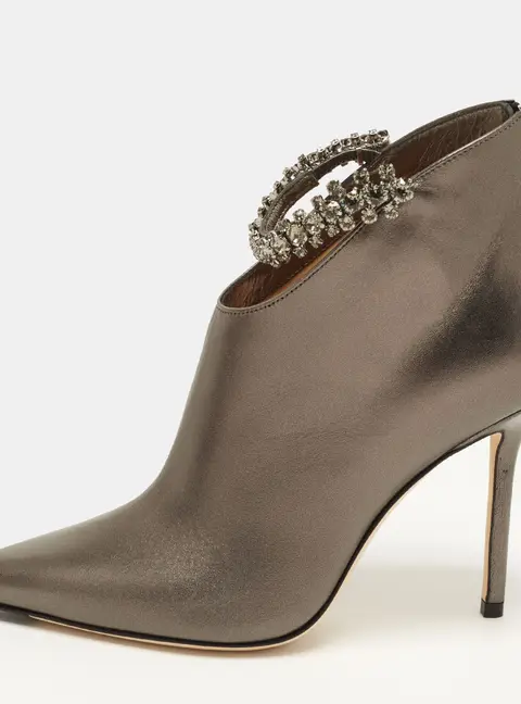 Jimmy Choo Blaize 100 Size 37 Metallic Leather Ankle Length Boots
