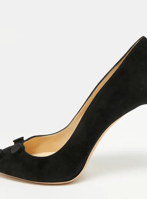 Jimmy Choo Jasmine Size 41 Black Suede Buttons Embellished Pumps